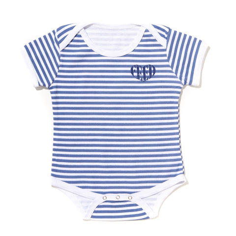 3-6 Months / Blue/White Heart Onesie