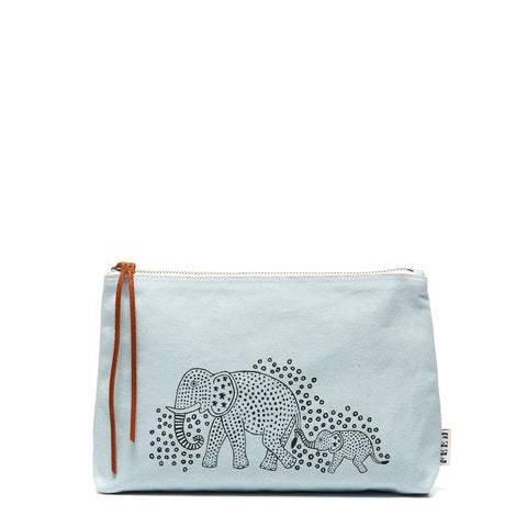 Pale Blue Elephant Family Pouch