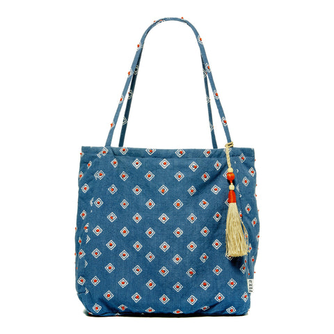 Indigo Blockprinted Drape Tote